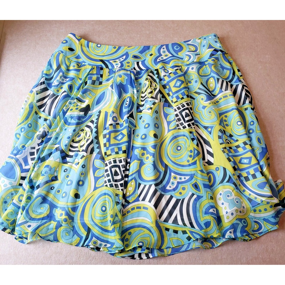Anne Kline Sheer Silk Chiffon Skirt Sz‎ 24 Abstract Artsy Boho Y2K 90s Whimsical